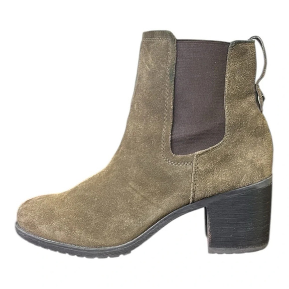 Sam Edelmann Suede Block Heel Chelsea Boot Olive Green Size 10 - Picture 2 of 10